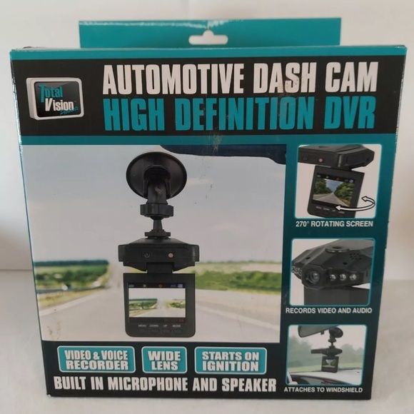 Black On-Dash Camera with LCD Screen and Circular Lens - Picture 2 of 7